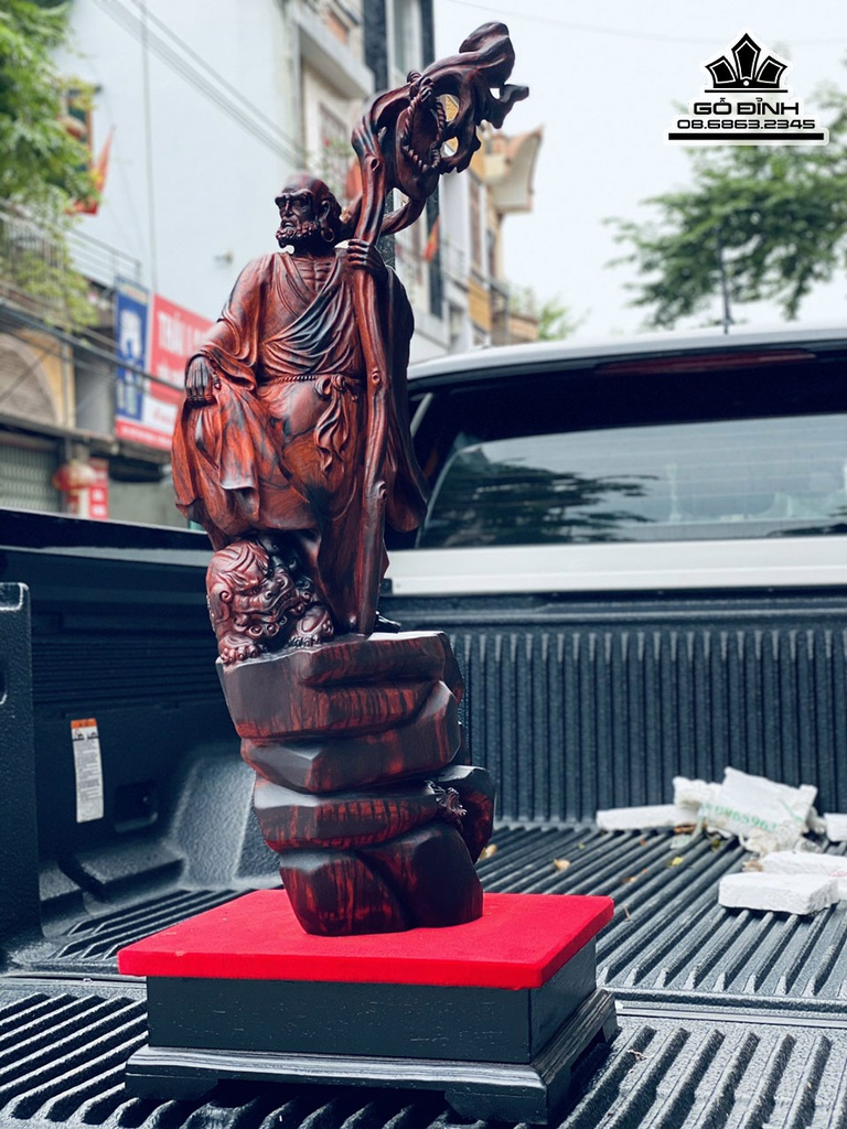 Tượng Đạt Ma Sư Tổ Thuần Nghê Gỗ Trắc Cao 92 Ngang 24 Sâu 30 (cm) 1