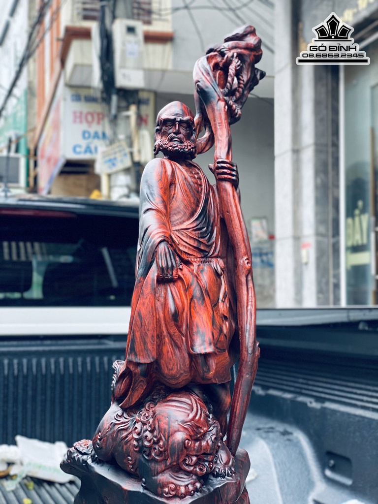 Tượng Đạt Ma Sư Tổ Thuần Nghê Gỗ Trắc Cao 92 Ngang 24 Sâu 30 (cm) 4