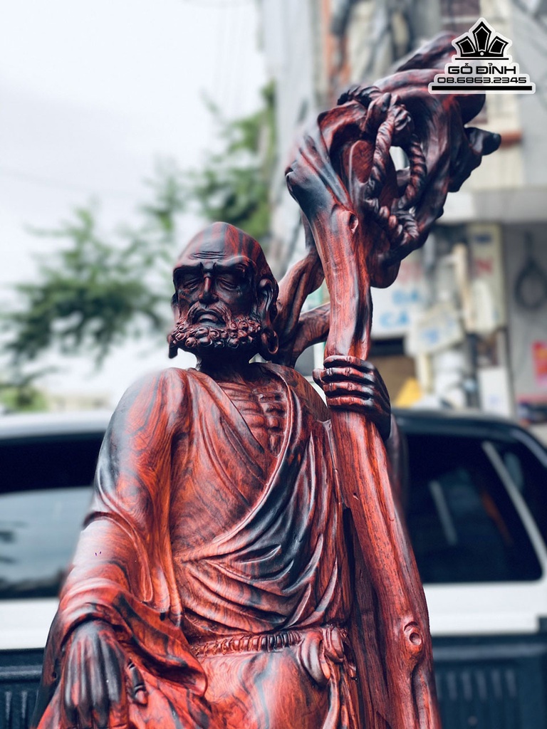 Tượng Đạt Ma Sư Tổ Thuần Nghê Gỗ Trắc Cao 92 Ngang 24 Sâu 30 (cm)7