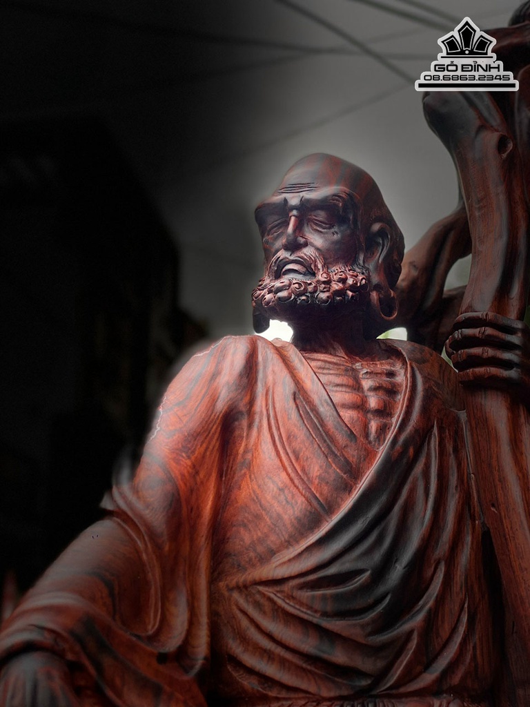 Tượng Đạt Ma Sư Tổ Thuần Nghê Gỗ Trắc Cao 92 Ngang 24 Sâu 30 (cm)9