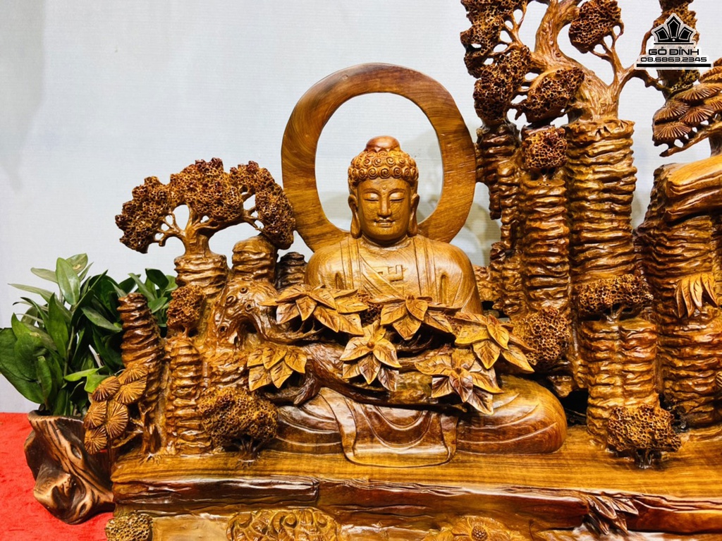 Tượng Nhất Tâm Bái Phật Gỗ Hương Cao 60 Ngang 66 Sâu 31(cm) 1