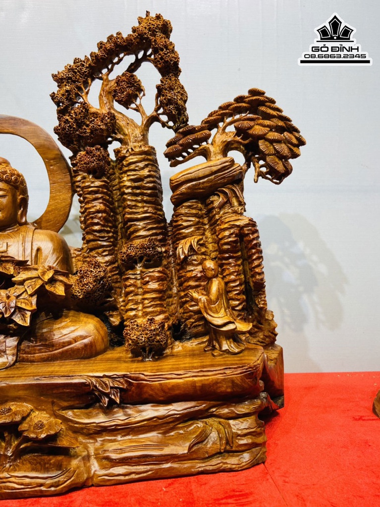 Tượng Nhất Tâm Bái Phật Gỗ Hương Cao 60 Ngang 66 Sâu 31(cm) 2