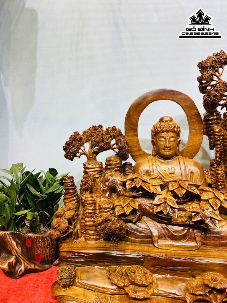 Tượng Nhất Tâm Bái Phật Gỗ Hương Cao 60 Ngang 66 Sâu 31(cm) 0