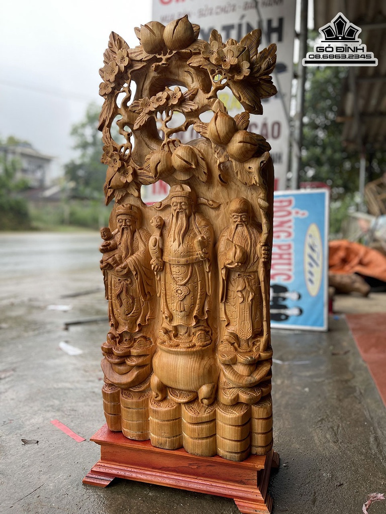 Tượng Phúc Lộc Thọ Gỗ Ngọc Am Cao 93 Ngang 41 Sâu 25 (cm) 0