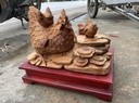 Tượng Gia Đình Gà Gỗ Ngọc Am Cao 40 Ngang 30 Sâu 27 (cm) 1
