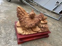 Tượng Gia Đình Gà Gỗ Ngọc Am Cao 40 Ngang 30 Sâu 27 (cm)3