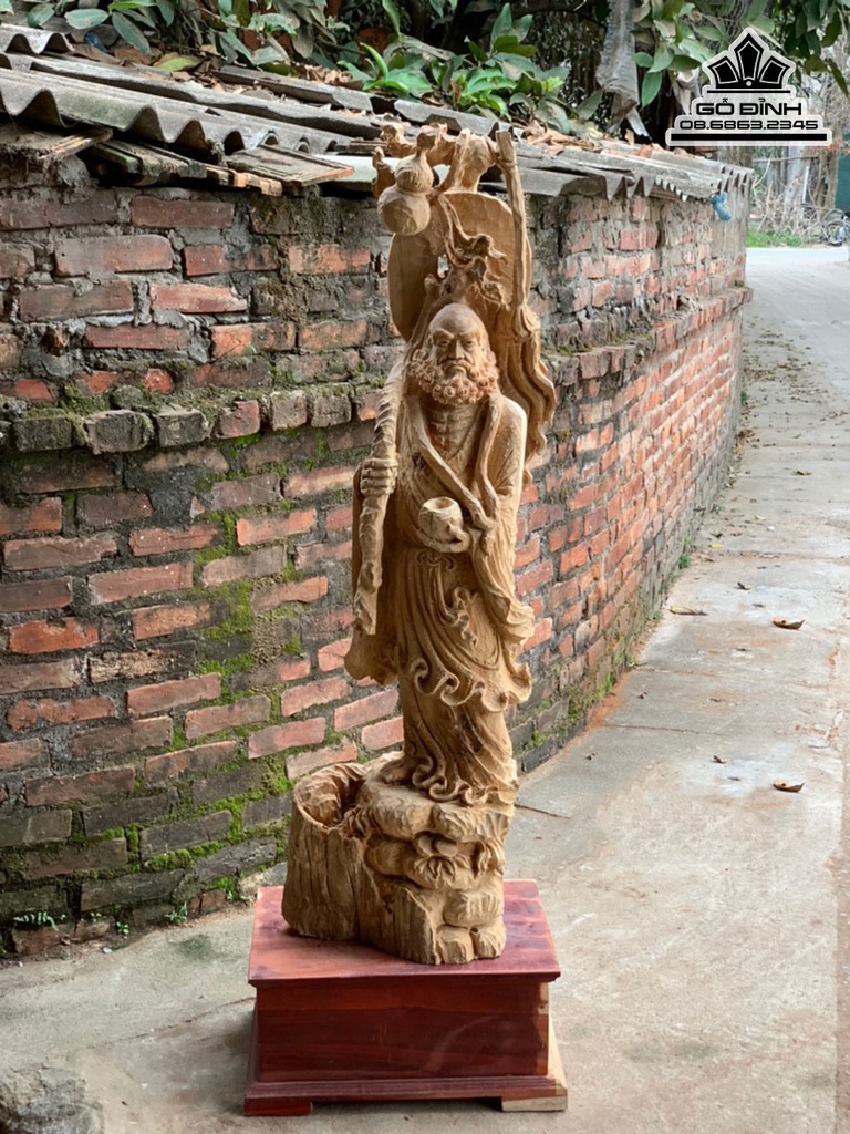 Tượng Đạt Ma Sư Tổ Gỗ  Pơ Mu Cao 127 Ngang 26 Sâu 37 (cm) 0