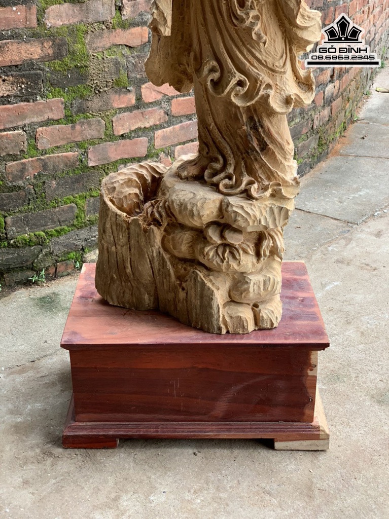 Tượng Đạt Ma Sư Tổ Gỗ  Pơ Mu Cao 127 Ngang 26 Sâu 37 (cm)5