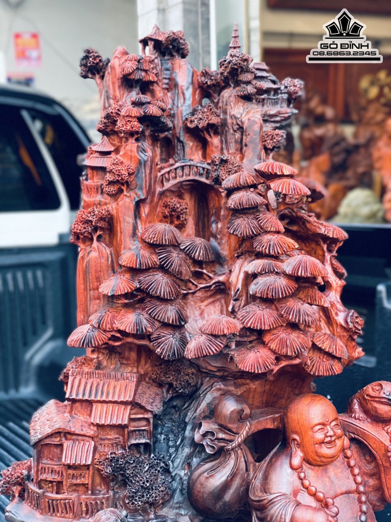 Tượng Phật Di Lặc Tam Phúc Gỗ Trắc Cao 75 Ngang 30 Sâu 28 (cm)7