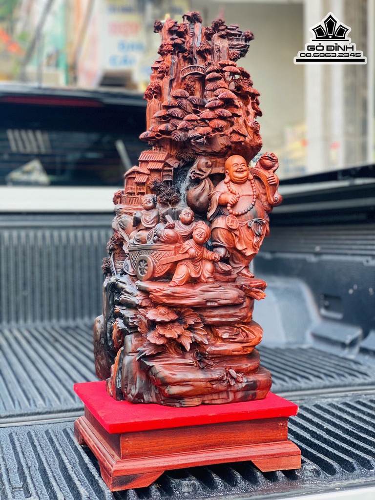 Tượng Phật Di Lặc Tam Phúc Gỗ Trắc Cao 75 Ngang 30 Sâu 28 (cm)9