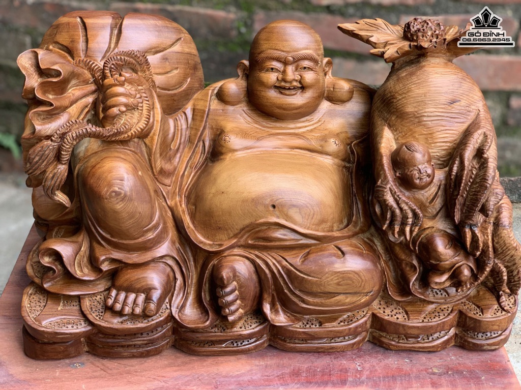 Tượng Di Lặc Nhất Phúc Gỗ Ngọc Am Cao 26 Ngang 44 Sâu 28 (cm) 0