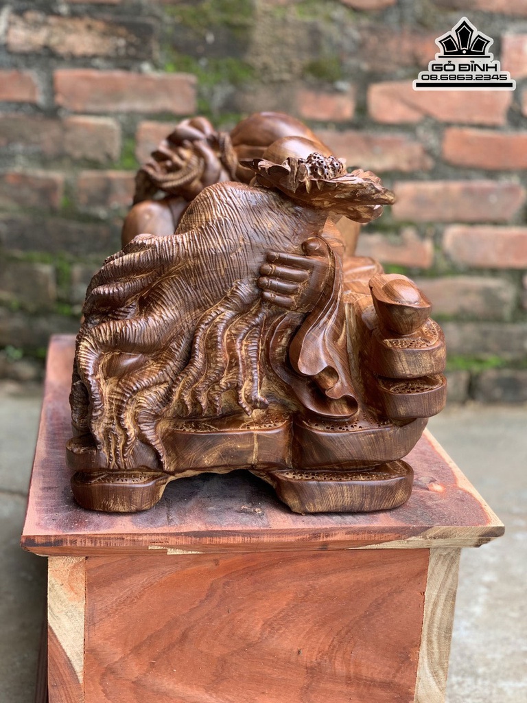 Tượng Di Lặc Nhất Phúc Gỗ Ngọc Am Cao 26 Ngang 44 Sâu 28 (cm) 2