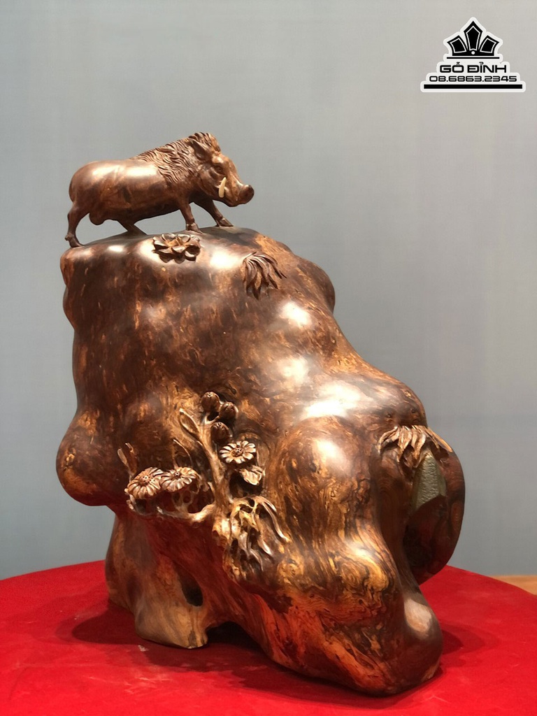 Tượng Heo Rừng Gỗ Nu Cẩm Cao 55 Ngang 50 Sâu 30 (cm) 4