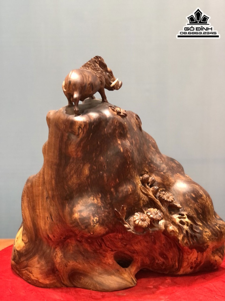 Tượng Heo Rừng Gỗ Nu Cẩm Cao 55 Ngang 50 Sâu 30 (cm)8
