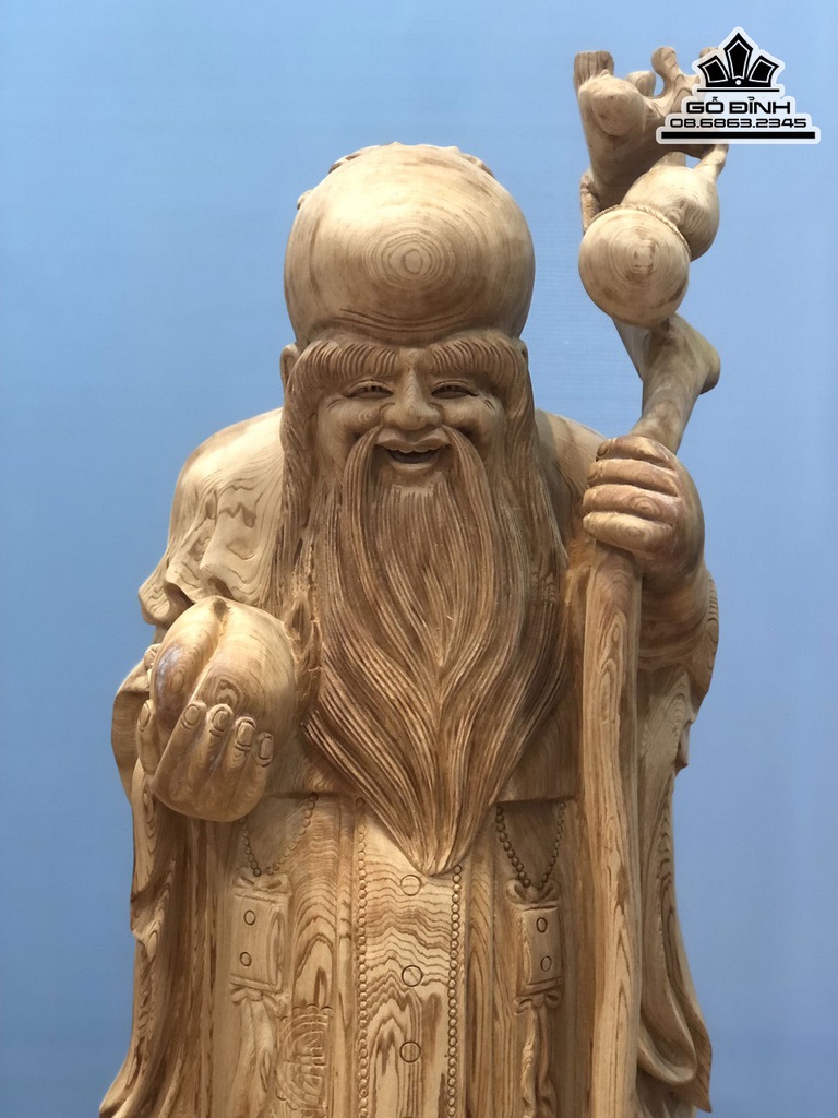 Tượng Phúc Lộc Thọ Gỗ Ngọc Am Cao 80 Ngang 24 Sâu 22 (cm) 1
