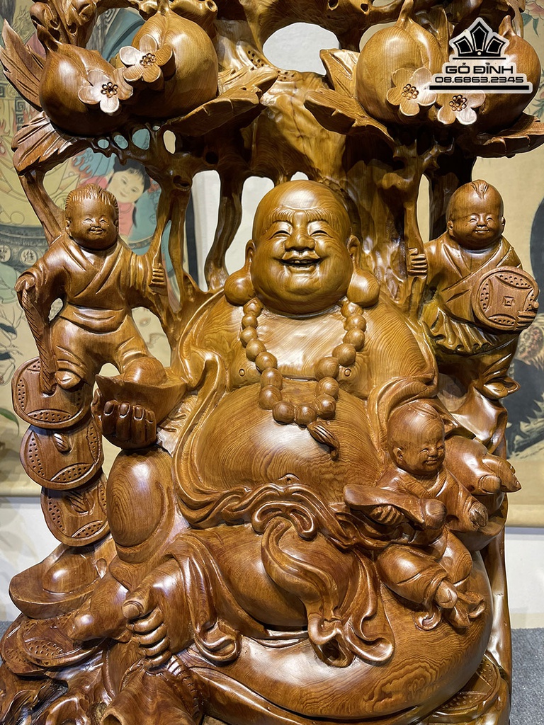 Tượng Phật Di Lặc Ngồi Bao Tiền Gỗ Ngọc Am Cao 76 Ngang 48 Sâu 29 (cm) 0