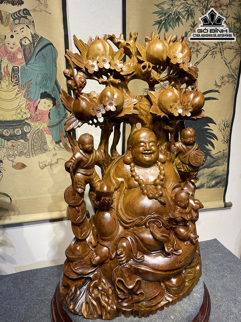 Tượng Phật Di Lặc Ngồi Bao Tiền Gỗ Ngọc Am Cao 76 Ngang 48 Sâu 29 (cm) 3