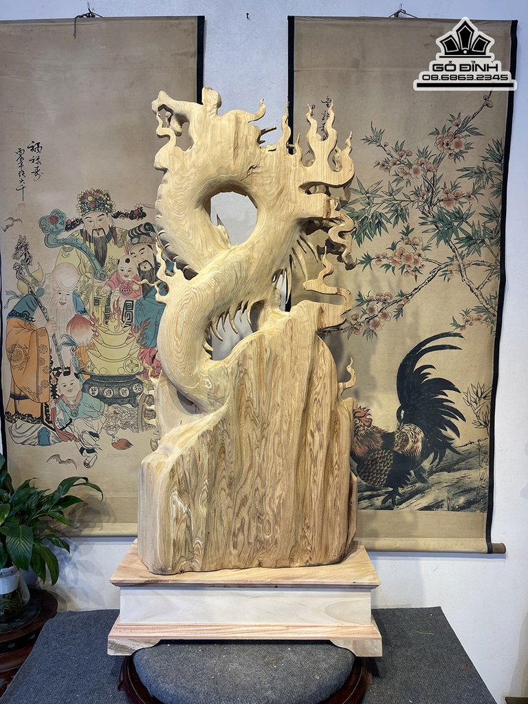 Tượng Rồng (Nhất Long) Gỗ Ngọc Am Cao 103 Ngang 49 Sâu 19 (cm) 3