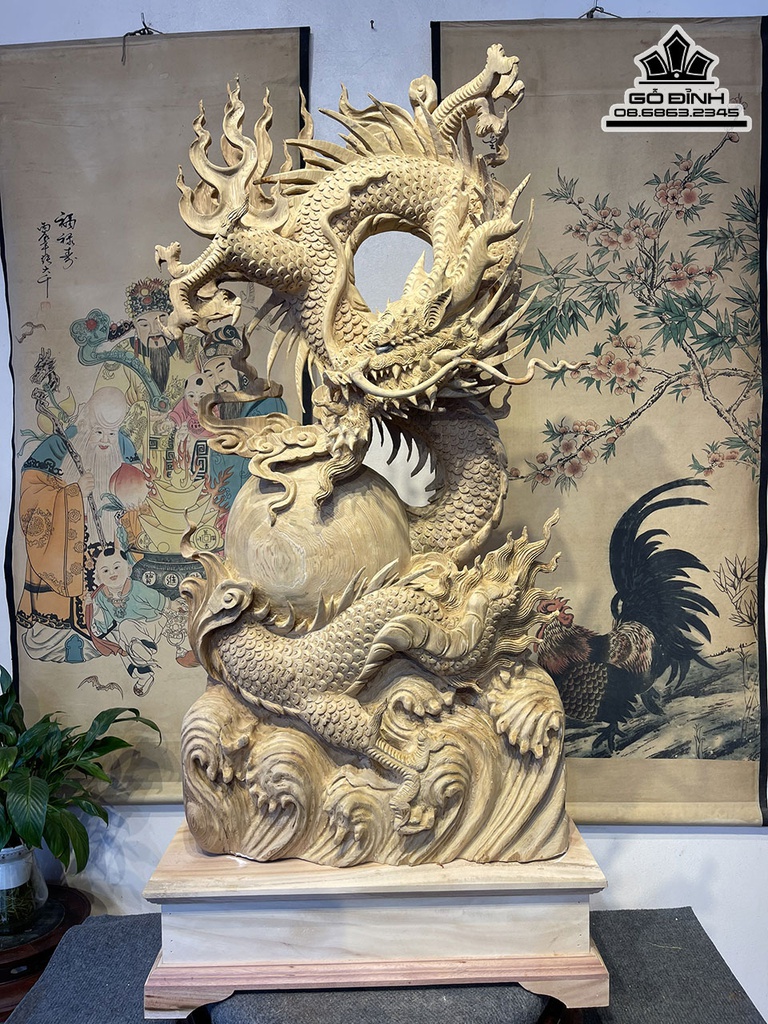 Tượng Rồng (Nhất Long) Gỗ Ngọc Am Cao 103 Ngang 49 Sâu 19 (cm) 4