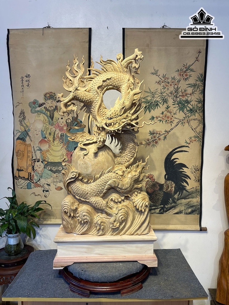 Tượng Rồng (Nhất Long) Gỗ Ngọc Am Cao 103 Ngang 49 Sâu 19 (cm)5