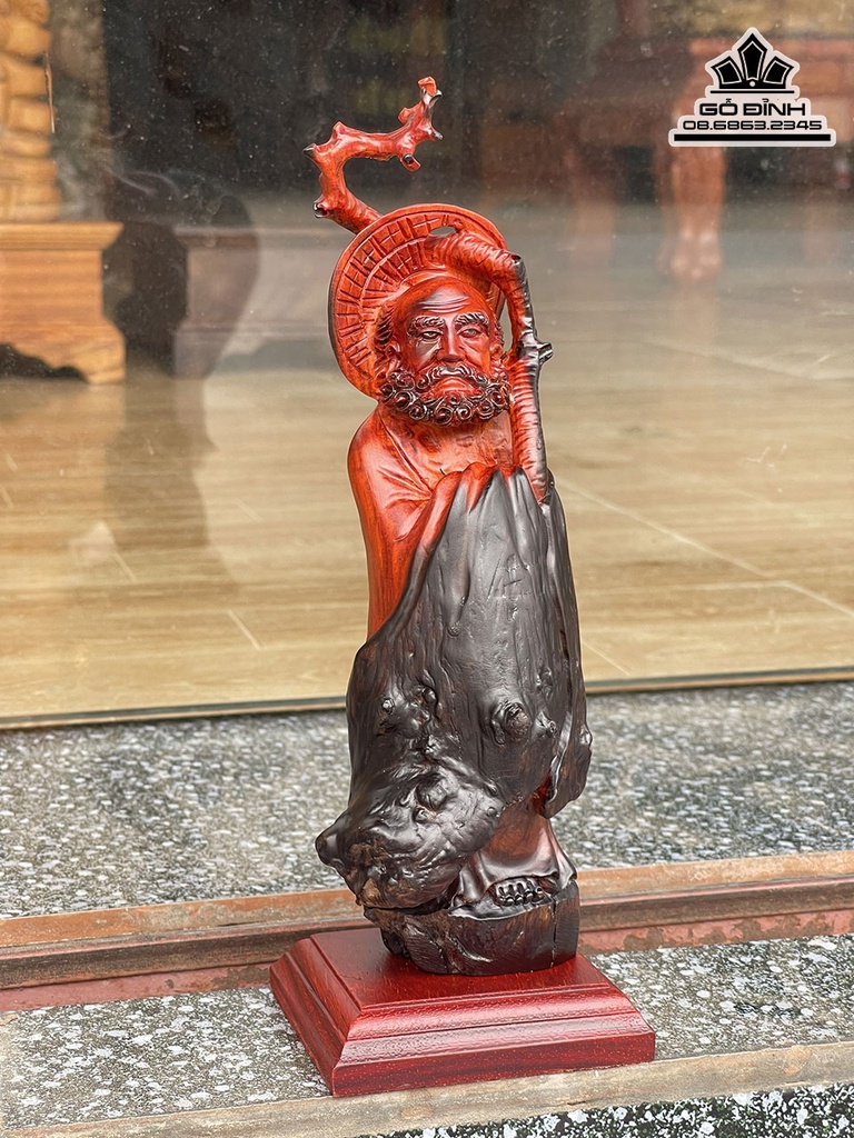 Tượng Đạt Ma Sư Tổ Gỗ Nu Trắc Cao 25 Ngang 7 Sâu 7 (cm) 1