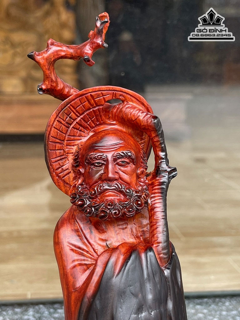 Tượng Đạt Ma Sư Tổ Gỗ Nu Trắc Cao 25 Ngang 7 Sâu 7 (cm) 2