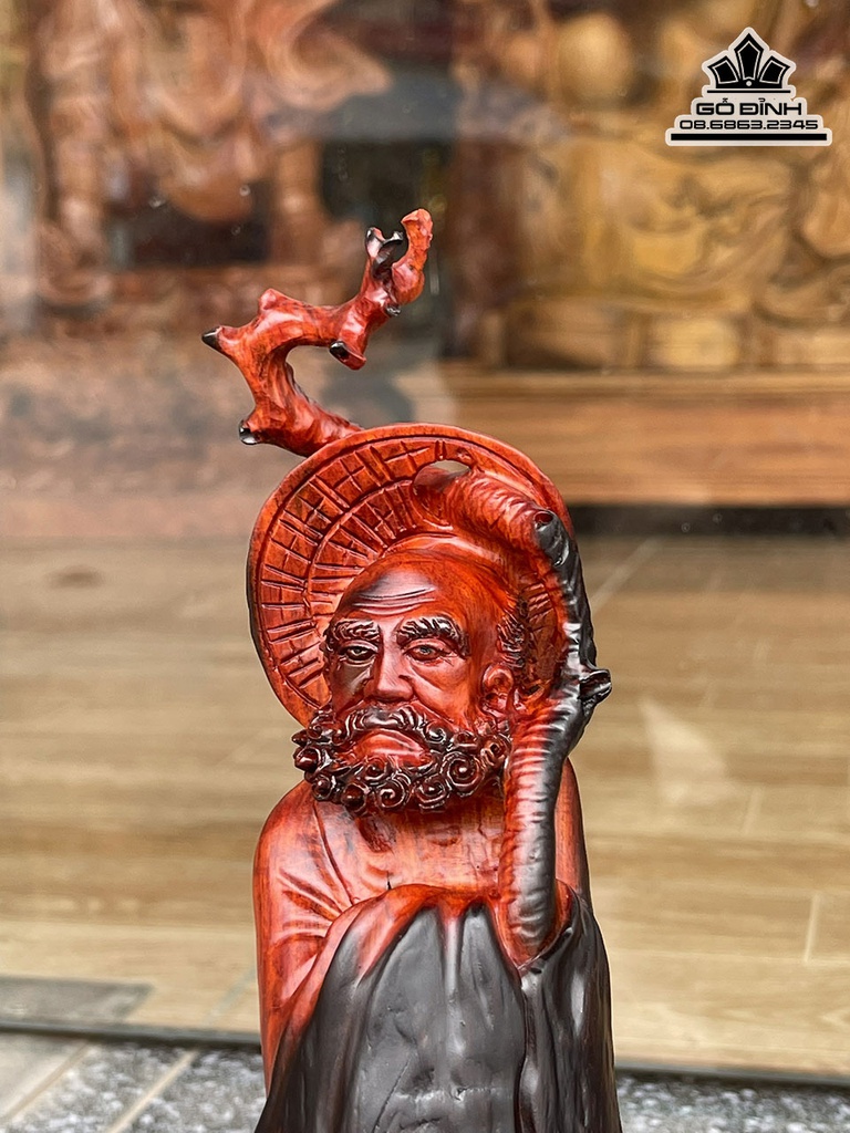 Tượng Đạt Ma Sư Tổ Gỗ Nu Trắc Cao 25 Ngang 7 Sâu 7 (cm) 3