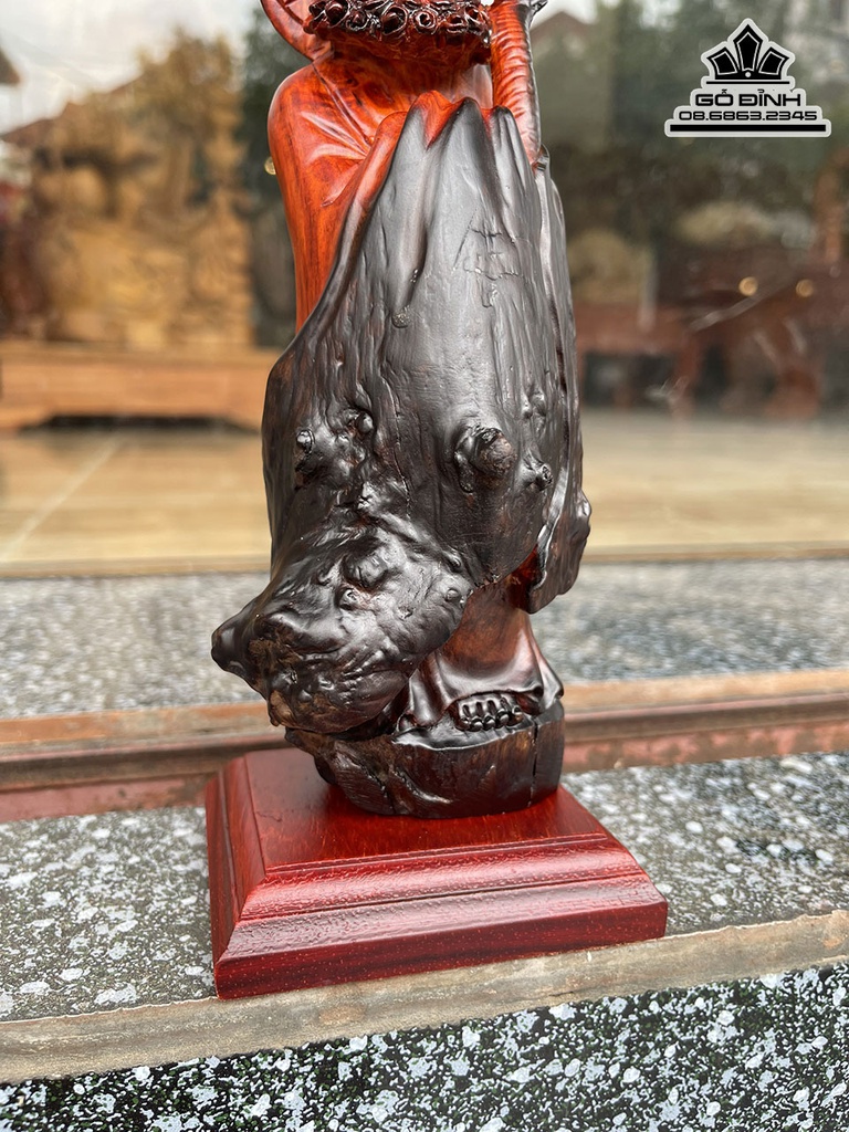 Tượng Đạt Ma Sư Tổ Gỗ Nu Trắc Cao 25 Ngang 7 Sâu 7 (cm) 4