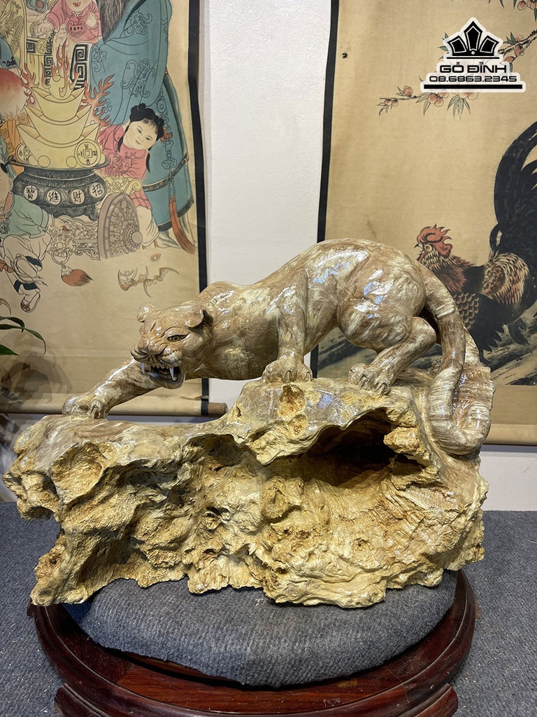 Tượng Báo Gỗ Nu Nghiến Liền Khối Cao 35 Dài 52 Sâu 22 (cm) 0