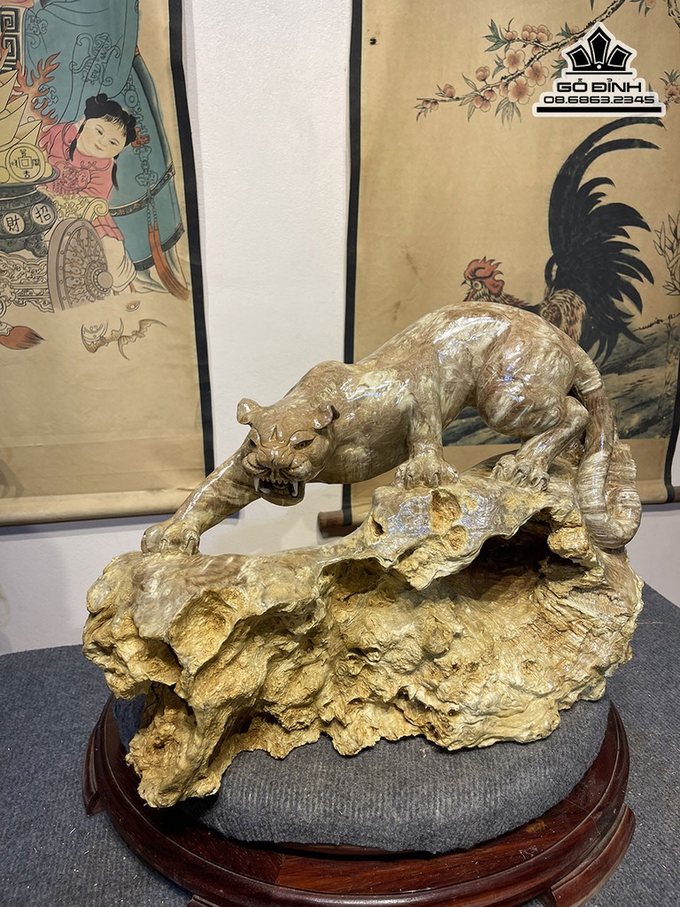 Tượng Báo Gỗ Nu Nghiến Liền Khối Cao 35 Dài 52 Sâu 22 (cm) 1