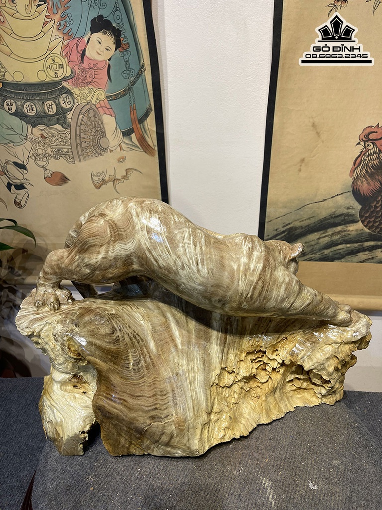 Tượng Báo Gỗ Nu Nghiến Liền Khối Cao 35 Dài 52 Sâu 22 (cm) 3