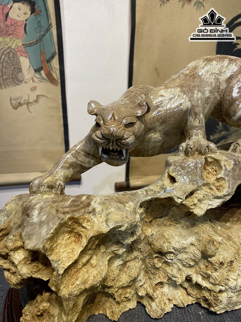 Tượng Báo Gỗ Nu Nghiến Liền Khối Cao 35 Dài 52 Sâu 22 (cm)4