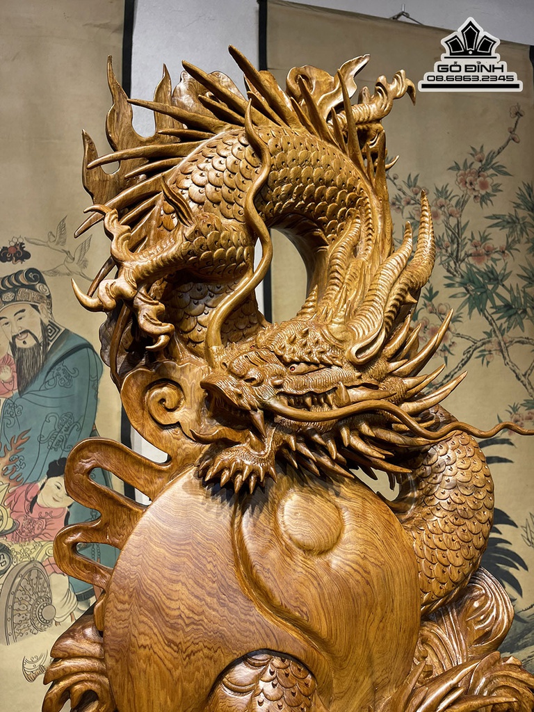 Tượng Nhất Long Gỗ Ngọc Am Cao 90 Rộng 48 Sâu 20 Cả Kỷ 110 (cm)4