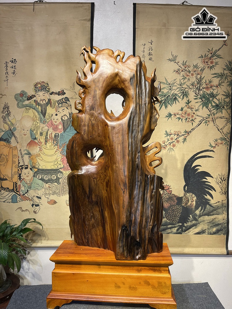 Tượng Nhất Long Gỗ Ngọc Am Cao 90 Rộng 48 Sâu 20 Cả Kỷ 110 (cm)5