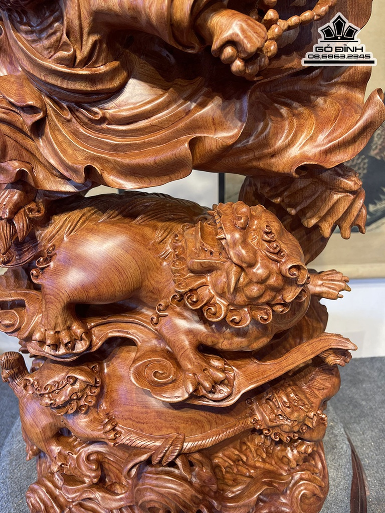 Tượng Đạt Ma Bay Gỗ Hương Liền Khối Cao 90 Ngang 34 Sâu 20 (cm) 2