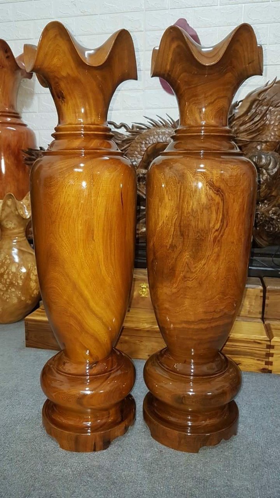 Cặp Lục Bình Gỗ Bách Xanh Cao 80 Đường Kính 23 (cm) 3