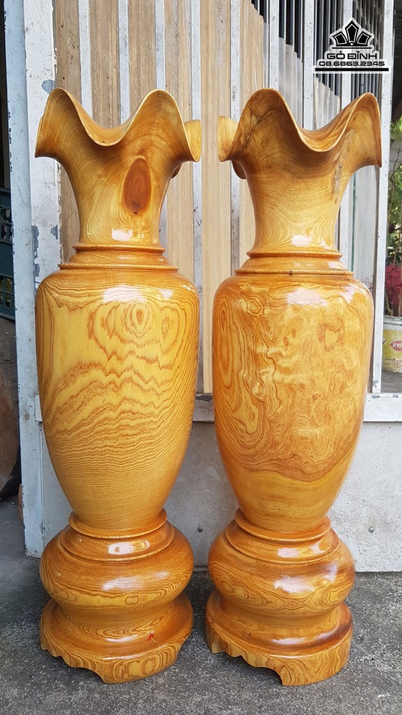Cặp Lục Bình Gỗ Pơ Mu Cao 80 Đường Kính 23 (cm) 0
