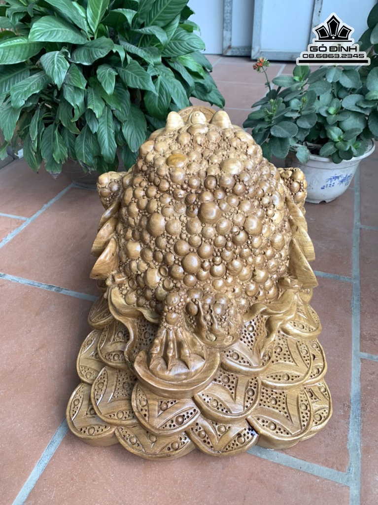 Tượng Cóc Gỗ Xá Xị Liền Khối Cao 34 Ngang 38 Sâu 50 (cm) 1