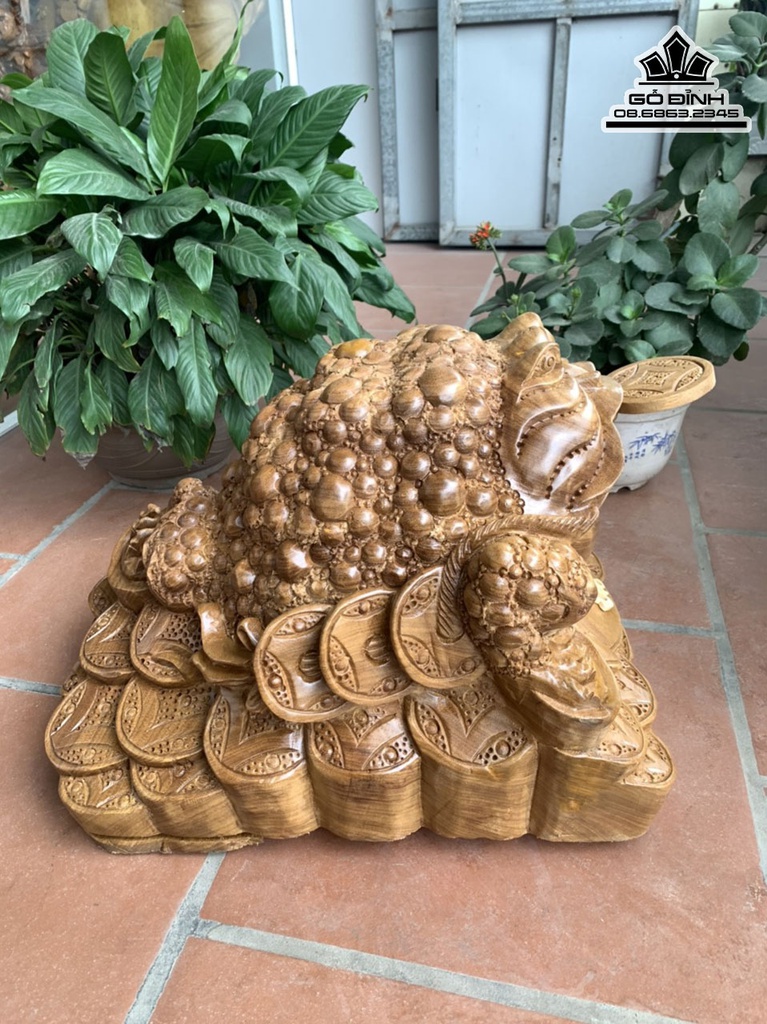 Tượng Cóc Gỗ Xá Xị Liền Khối Cao 34 Ngang 38 Sâu 50 (cm) 2