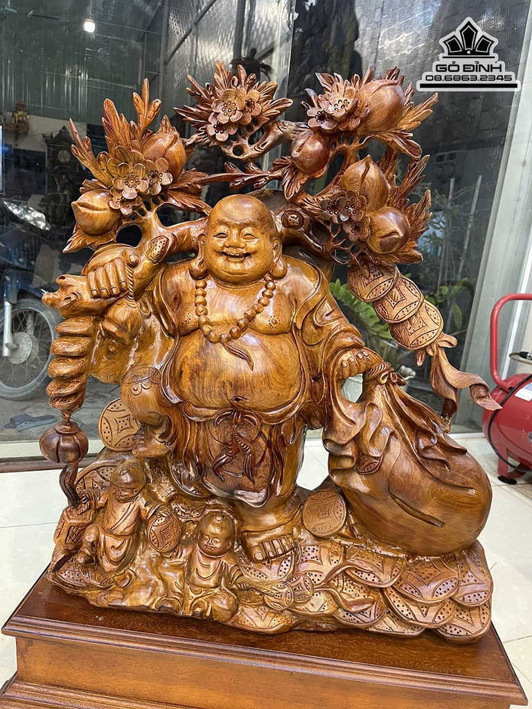 Tượng Phật Di Lặc Gỗ Hương Cao 85 Ngang 58 Sâu 26 (cm) 0