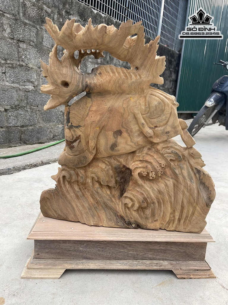 Tượng Phật Di Lặc Ngồi Cá Chép Gỗ Xá Xị Cao 62 Ngang 47 Sâu 23 (cm) 1