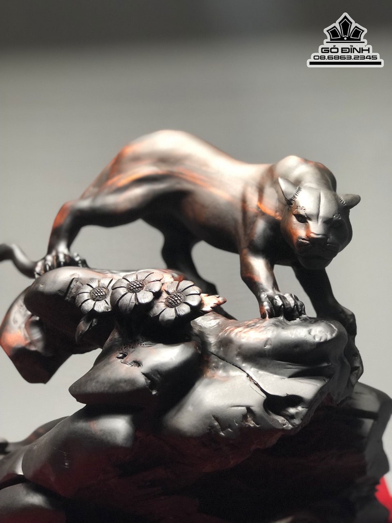 Tượng Báo Gỗ Trắc Liền Khối Cao 32 Ngang 42 Sâu 24 (cm) 2