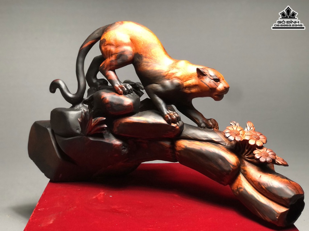 Tượng Báo Gỗ Trắc Việt Liền Khối Cao 35 Ngang 61 Sâu 22 (cm) 1