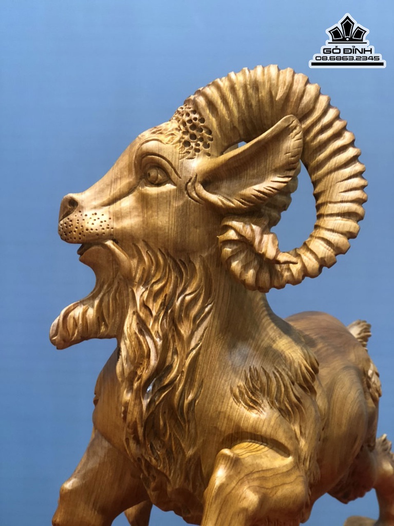 Tượng Dê Gỗ Ngọc Am Liền Khối Cao 46 Ngang 38 Sâu 19 (cm) 3