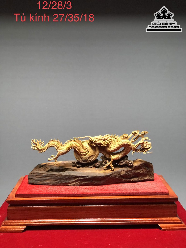 Tượng Nhất Long Gỗ Hoàng Đàn Cao 12 Ngang 18 Sâu 3 (cm) 2