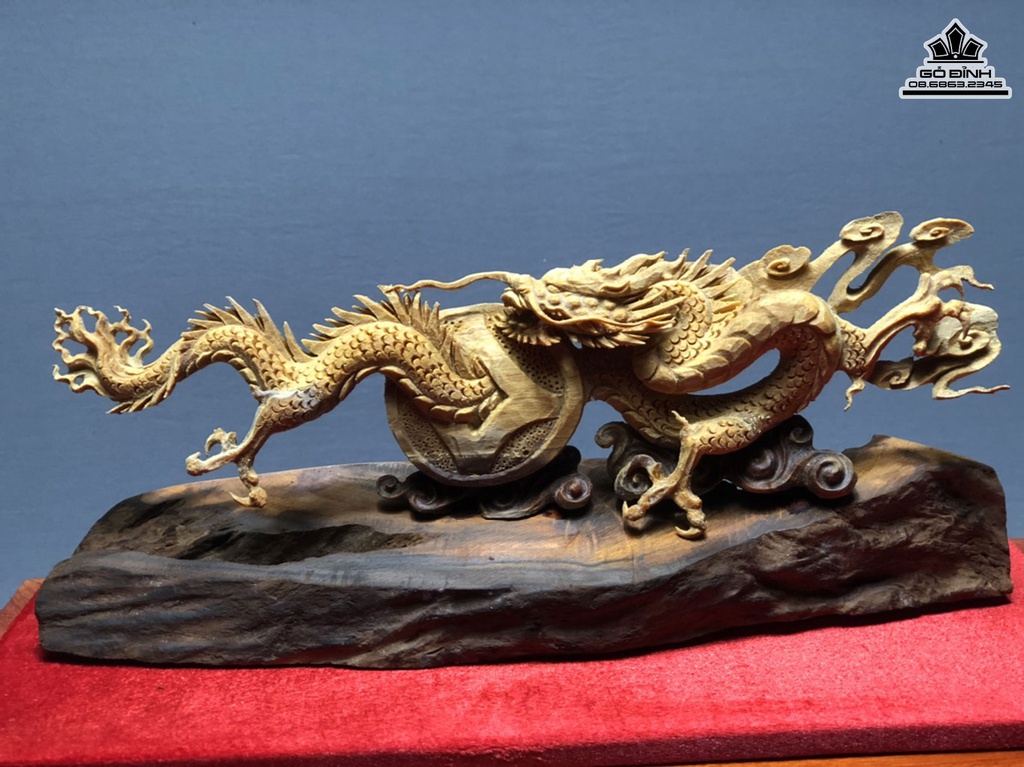 Tượng Nhất Long Gỗ Hoàng Đàn Cao 12 Ngang 18 Sâu 3 (cm) 3