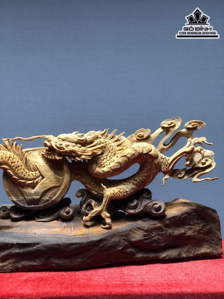 Tượng Nhất Long Gỗ Hoàng Đàn Cao 12 Ngang 18 Sâu 3 (cm) 4