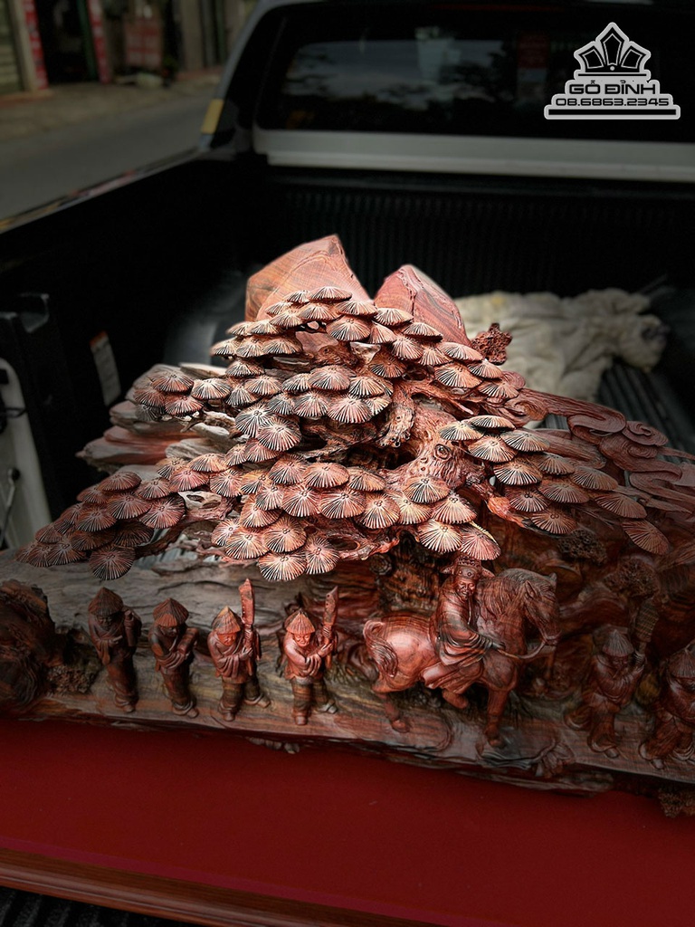 Tượng Vinh Quy Bái Tổ Gỗ Trắc Liền Khối Cao 65 Ngang 130 Sâu 26 (cm)