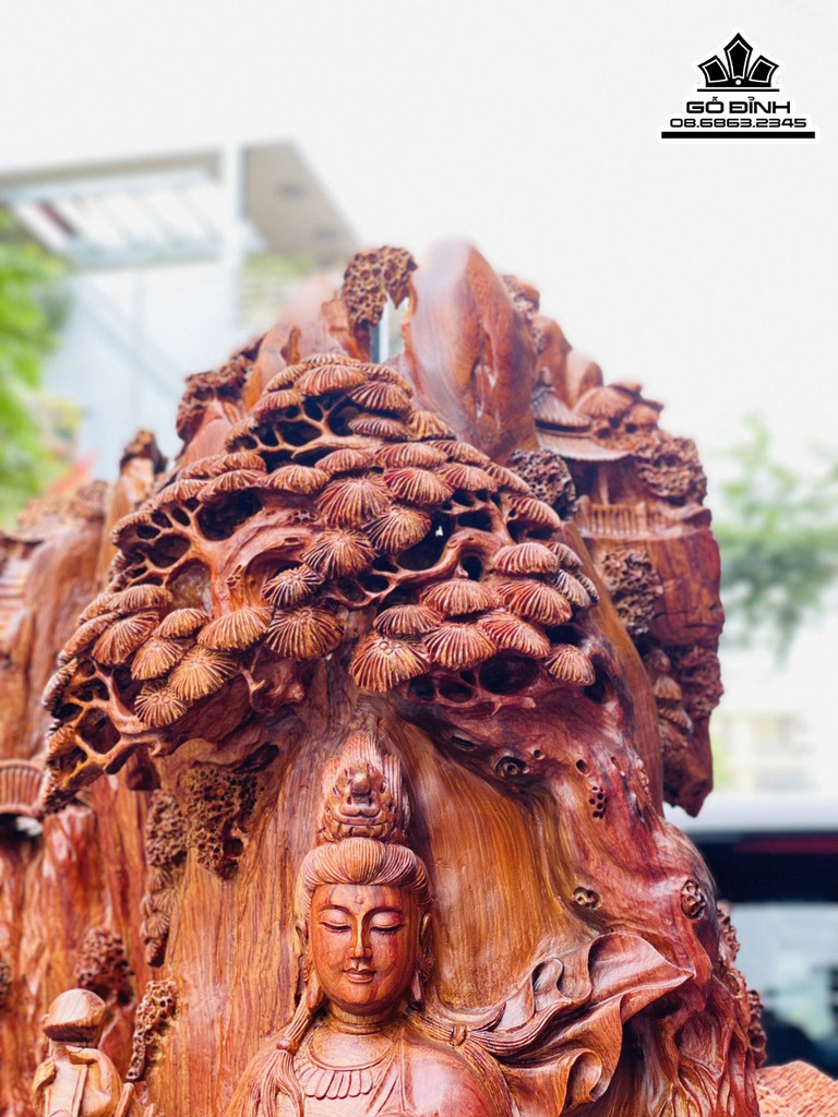 Tượng Nhất Tâm Bái Phật Gỗ Cẩm Liền Khối Cao 102 Ngang 90 Sâu 45 (cm) 0