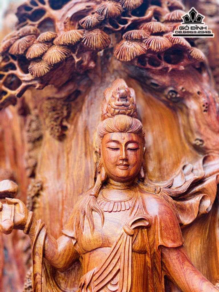 Tượng Nhất Tâm Bái Phật Gỗ Cẩm Liền Khối Cao 102 Ngang 90 Sâu 45 (cm) 1